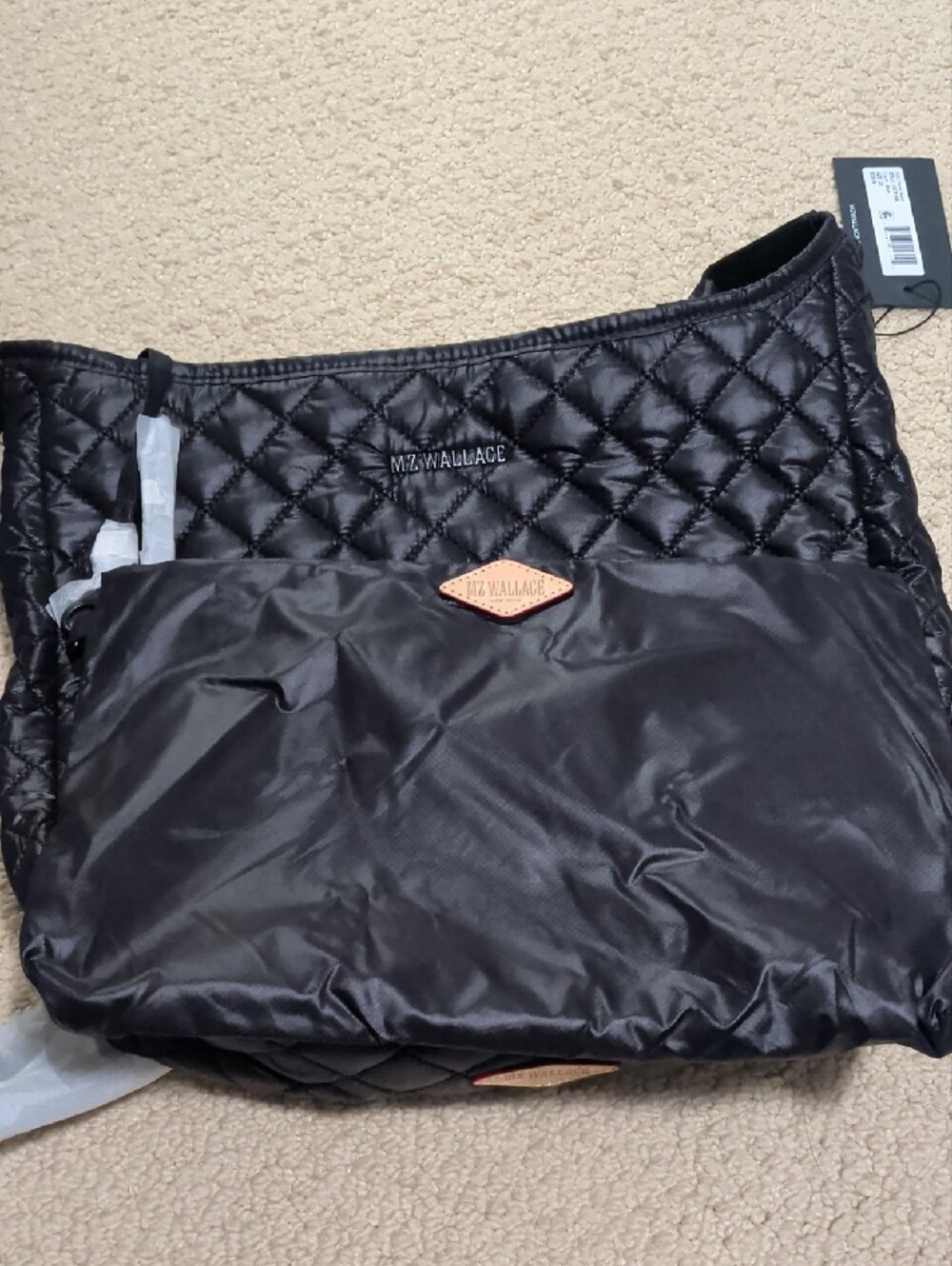 MZ Wallace Parker Deluxe Black Quilted Crossbody Shoulder Bag - Picture 10 of 12